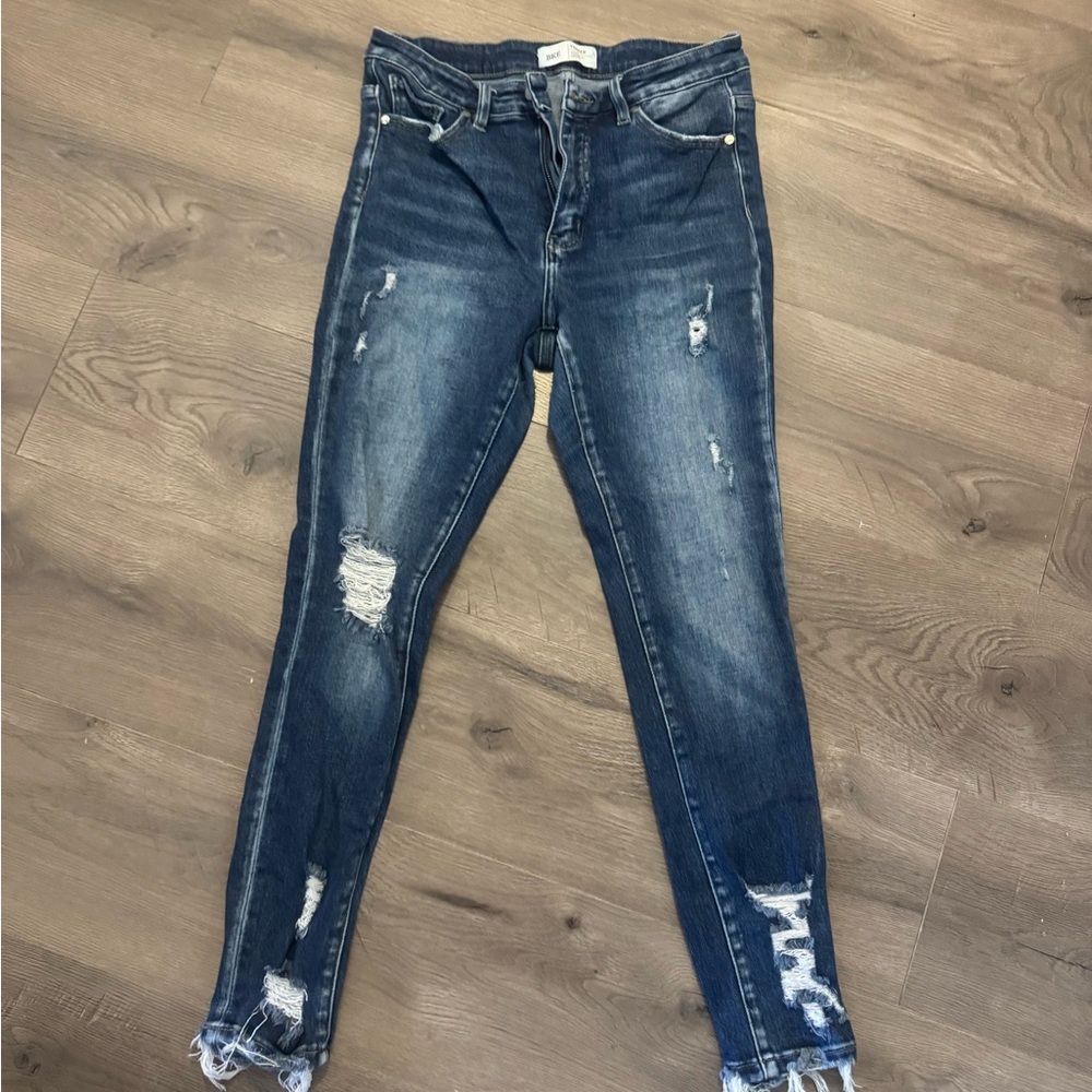 BKE Dark Wash Distressed Skinny Jeans